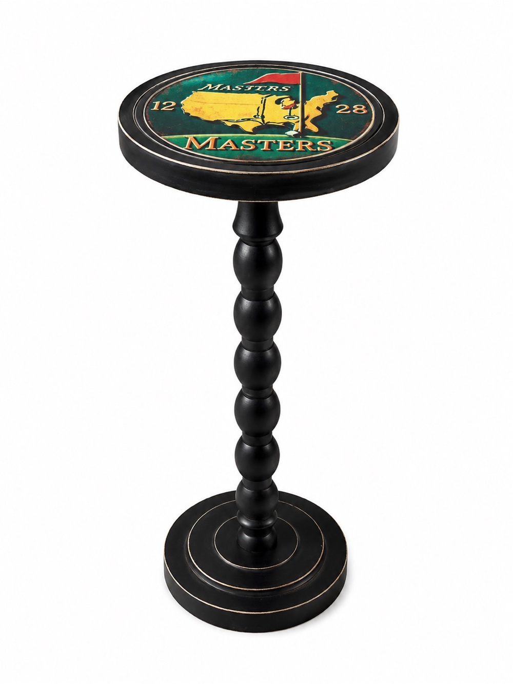 Masters Round Accent Golf Table, Whiskey Martini Stand, Small End Table